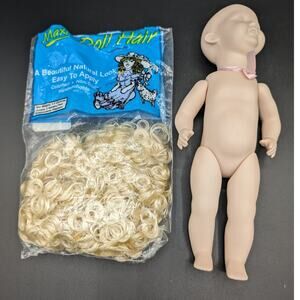 Vintage Porcelain Doll DIY Ceramic baby blank bisque blonde hair Germany Craft